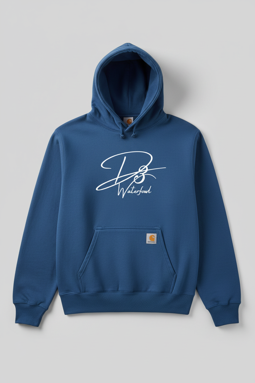 Blue Carhartt hoodie with white D3 logo