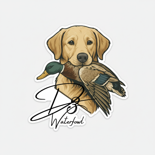Golden Retriever with Duck Sticker